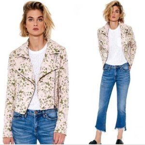 Blank NYC Pink Floral Moto Jacket Small Zip